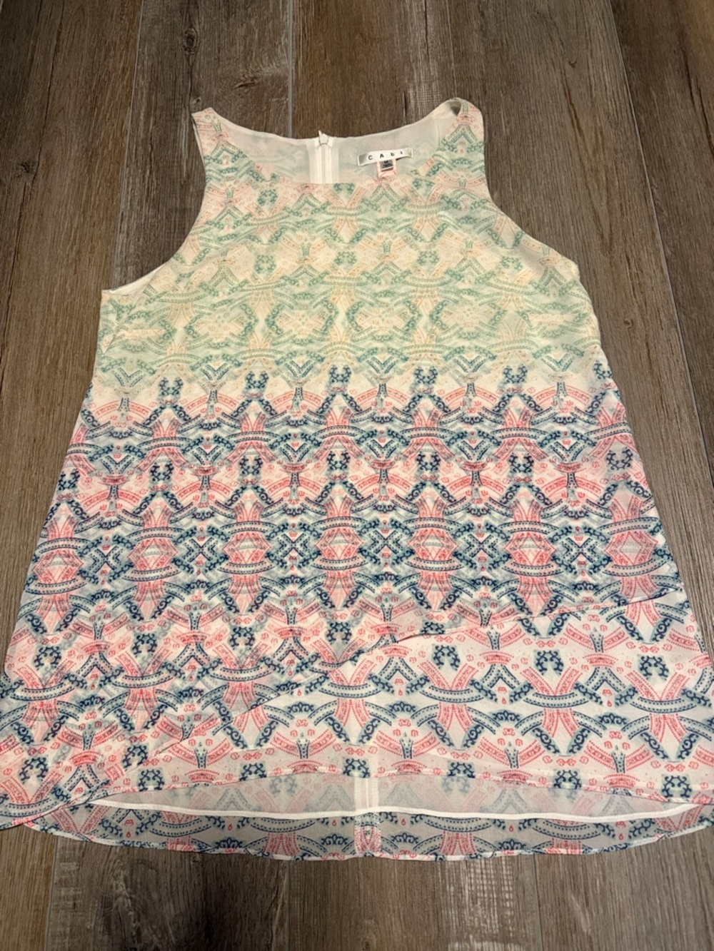 CAbi Style 250 Heart of Cabi Mosaic Print Sleeveless Lined Blouse